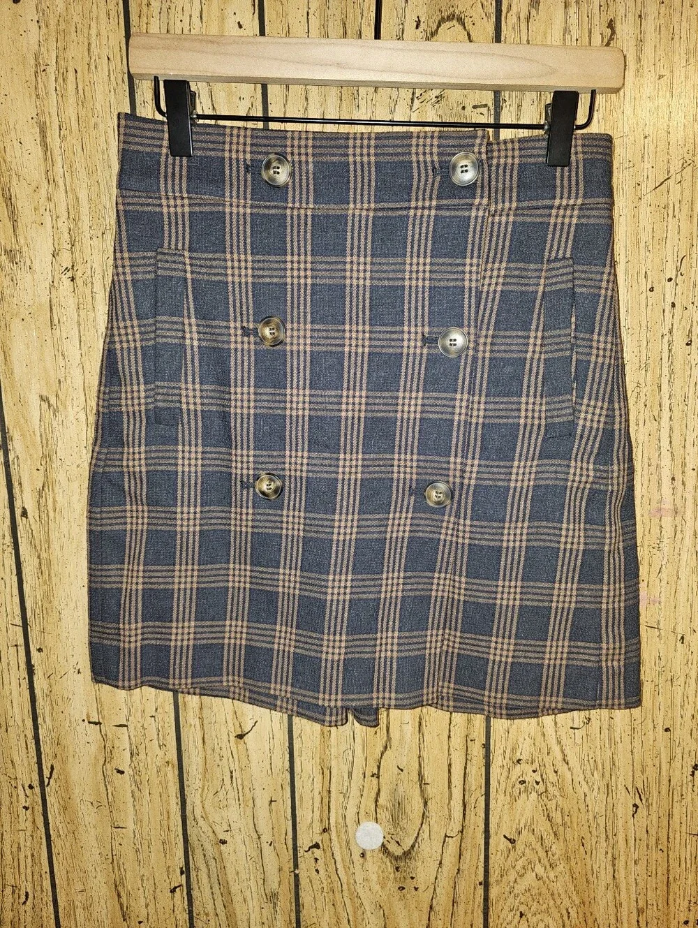 MADEWELL Double Breasted Gold Button Front Skirt with Pockets - XS